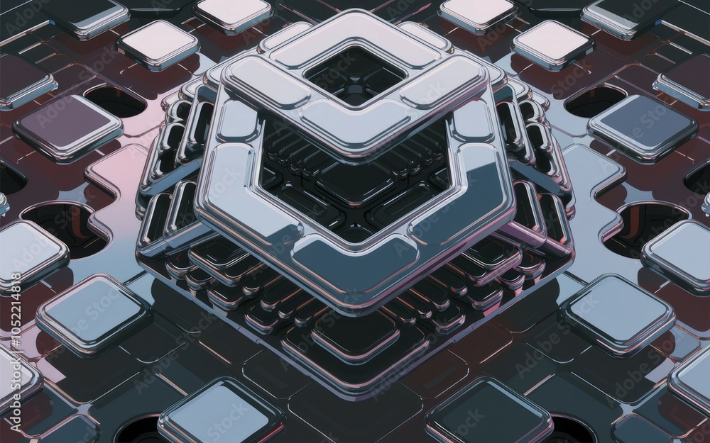 Aufkleber geometric metal structure. abstract metallic design evokes complexity, innovation and futuristic tec