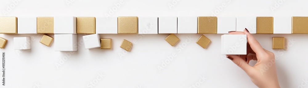 Poster elegant gold and white loading bar with hand display