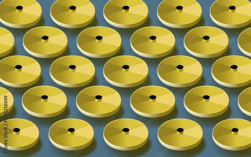 Poster golden disc pattern background. abstract background of repeating golden discs. symbolizes unity, rep