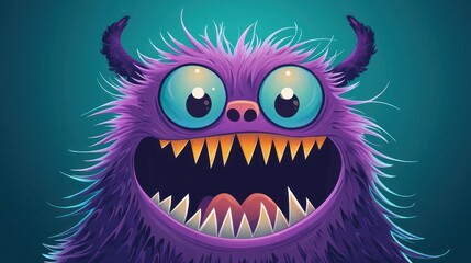 Purple Fuzzy Monster with Big Eyes