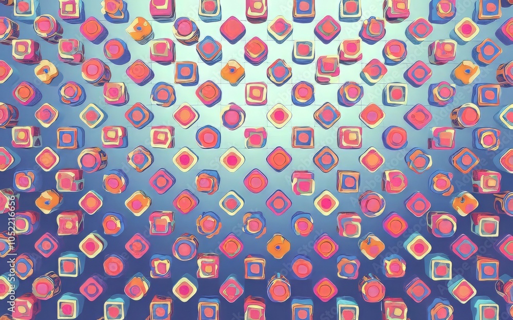 Aufkleber colorful geometric pattern. vibrant abstract background; playful shapes create energy and joy. a sen