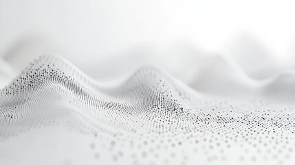 Abstract digital wave pattern with a futuristic look. Soft white and grey tones creating a smooth, flowing 3D texture ideal for backgrounds.