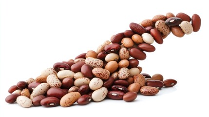 A variety of colorful beans arranged in a flowing pattern.