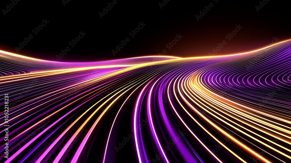 Aufkleber dynamic flow of colorful light waves creating a mesmerizing abstract landscape with energetic vibran
