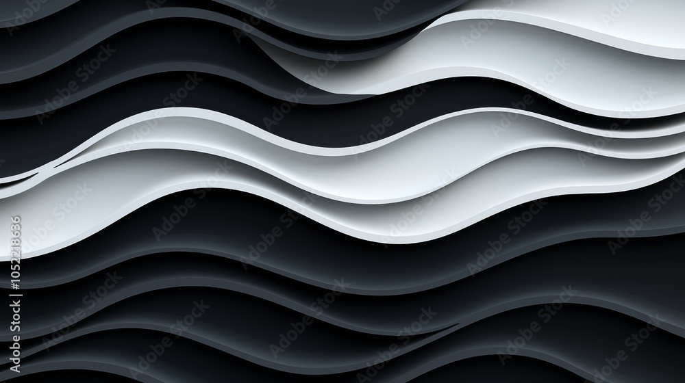 Poster stylish abstract waves in black and white a modern interpretation of flow and movement in design and