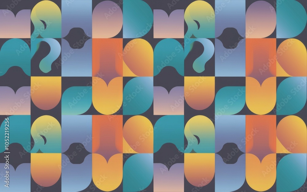 Aufkleber abstract geometric pattern. stylish retro design; vibrant colors create a sense of playful energy an