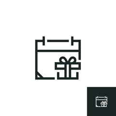 Gift box and calendar icon isolated on white background. Vector illustrations are made with vector-based software, not AI generated results.