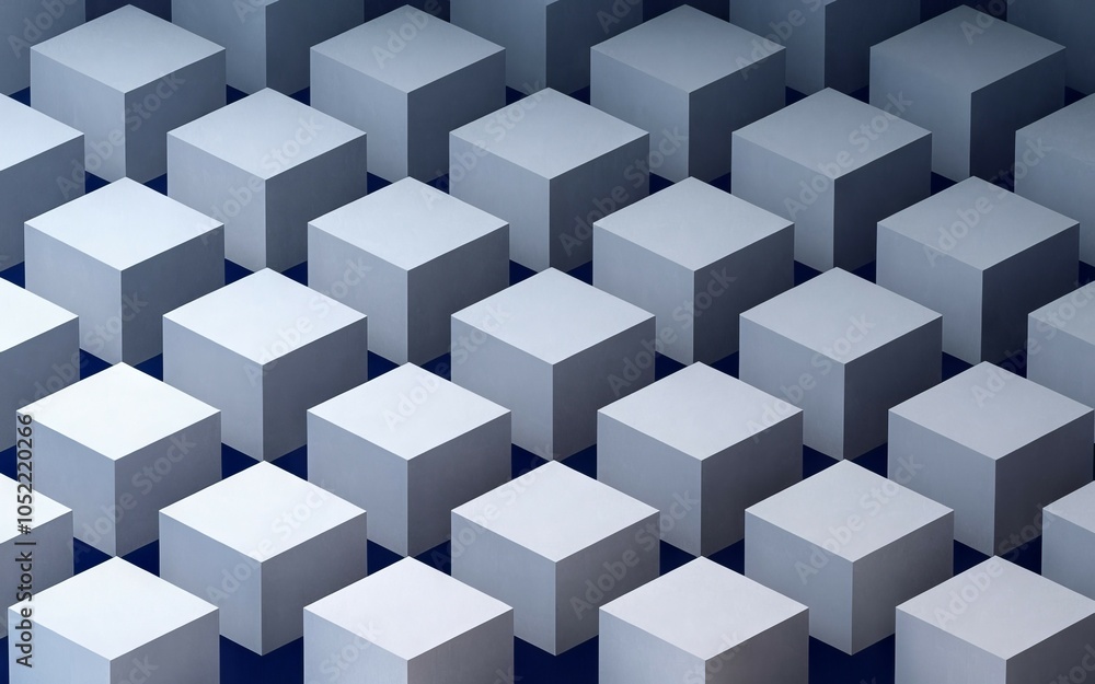 Aufkleber geometric cube pattern. abstract 3d cubes, cool blue tones. represents order, structure, and unity.