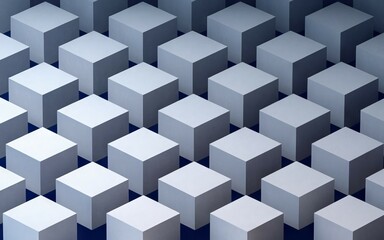 Fototapeta premium Geometric cube pattern. Abstract 3D cubes, cool blue tones. Represents order, structure, and unity.