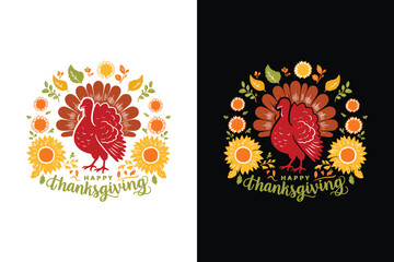 Thanksgiving shirt design with turkey