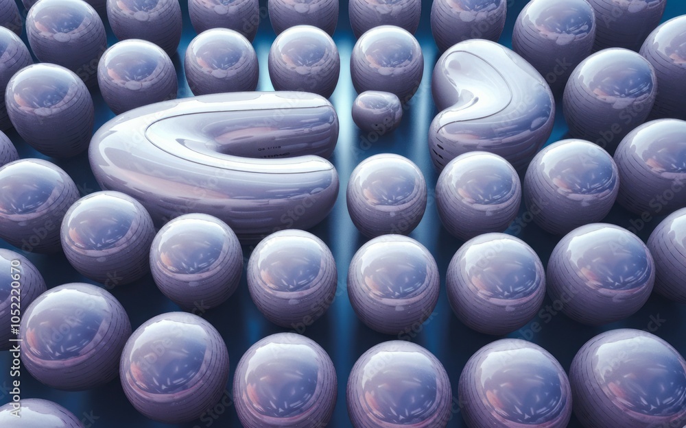 Poster abstract sphere pattern. metallic spheres arranged in a unique design, suggesting connection and uni