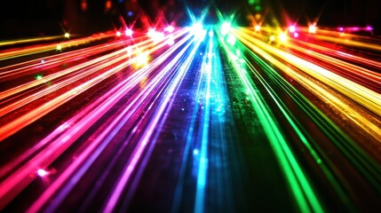 Vibrant streaks of colorful light creating an energetic and dynamic visual effect.