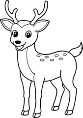 Fototapeta premium Cute Cartoon Deer Coloring Page Animal Illustration
