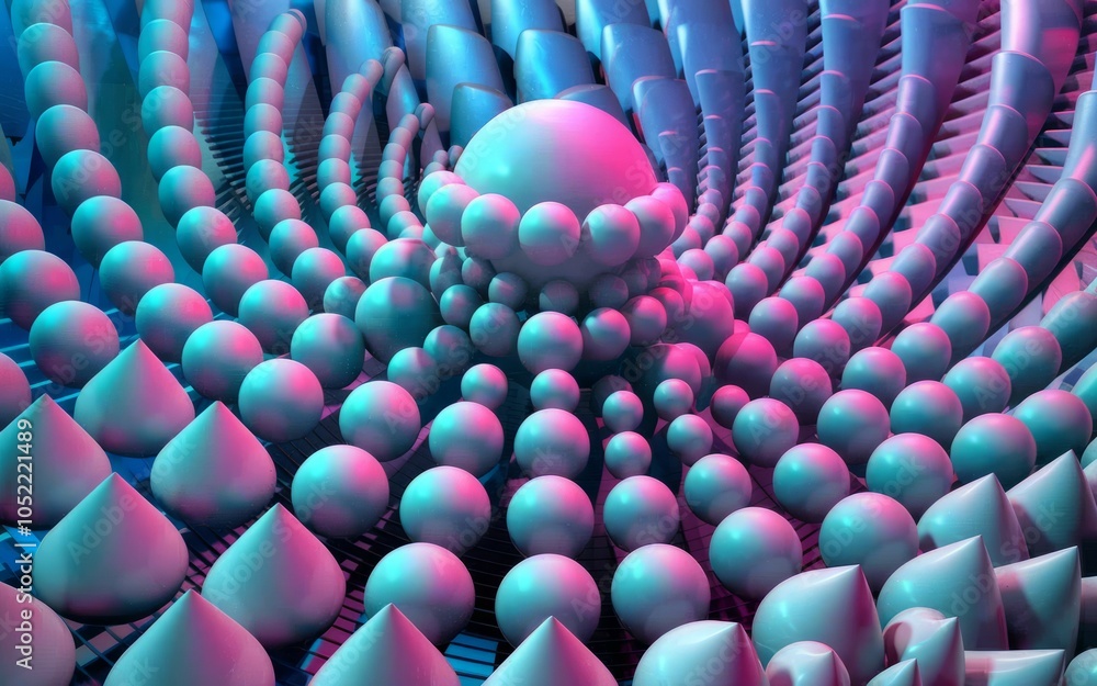 Aufkleber abstract sphere pattern design. vivid pink blue spheres create a mesmerizing pattern; symbolizes uni
