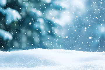 winter coniferous forest covered with snow in evening. AI generative.