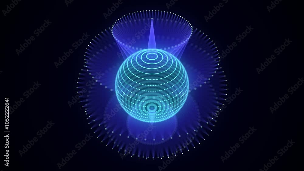 Aufkleber technology blue sphere with connecting dots and lines. digital abstract network structure. 3d render