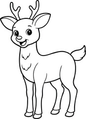 Obraz premium Cute Cartoon Reindeer Illustration For Coloring