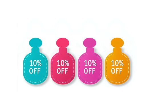 Colorful Discount Tags Offering 10% Off