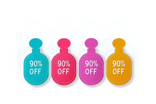 Colorful Discount Tags Offering 90% Off