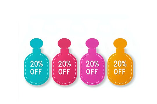 Colorful Discount Tags Offering 20% Off