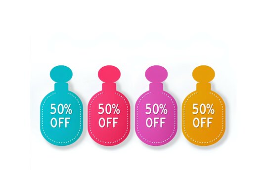 Colorful Discount Tags Offering 50% Off