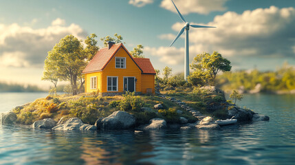 toy house with wind generator