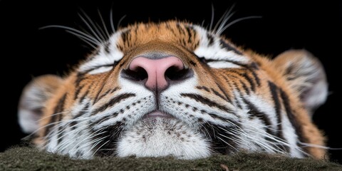 Obraz premium Close up of a Tiger s Face with Black Background Wildlife Photography