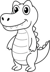 Naklejka premium Smiling Alligator Coloring Page Cartoon Illustration