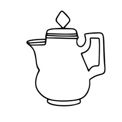 Vector cartoon teapot. Drawing of a coffee pot. Doodle vintage teapot