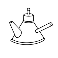 Vintage coffee pot, vector drawing. Contour drawing of a coffee pot