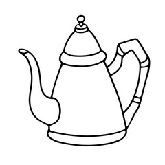 Obraz premium Vintage oriental style teapot, contour vector drawing