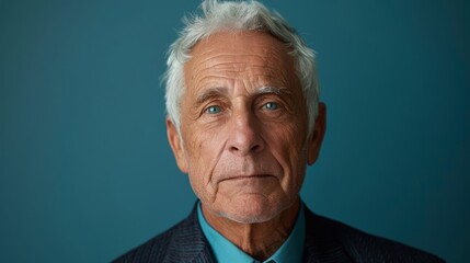 Close Up Portrait of a Senior Man with Blue Eyes