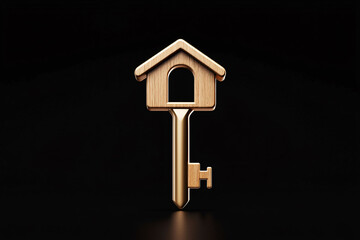 golden key symbolizing home ownership and security, set against dark background