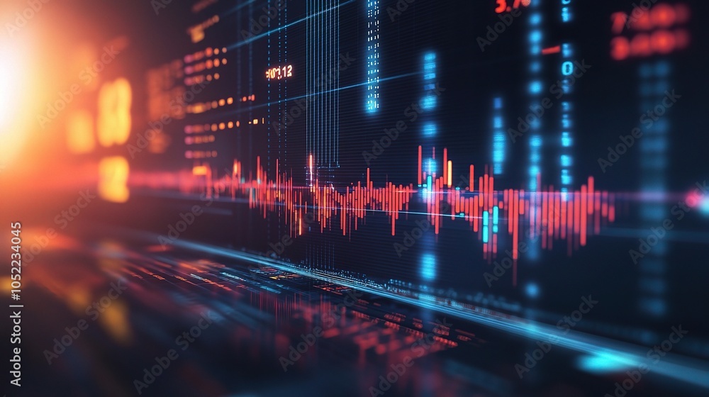 Poster abstract digital data visualization with light effects