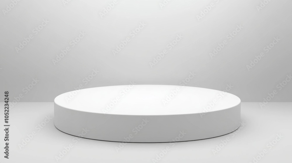 Poster the round display platform stands prominently in a minimalistic space, inviting focus on the absence