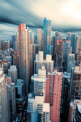 Fototapeta premium Modern city with high raised residential building view 