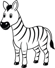 Obraz premium Black And White Cartoon Zebra Illustration