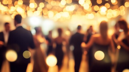 Abstract Blurred Festive Gathering christmas crowd celebration. Generative ai