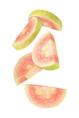 Falling Pink Guava, cutout, full depth of field.