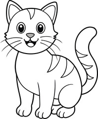 Obraz premium Cute Cartoon Cat Coloring Page Illustration
