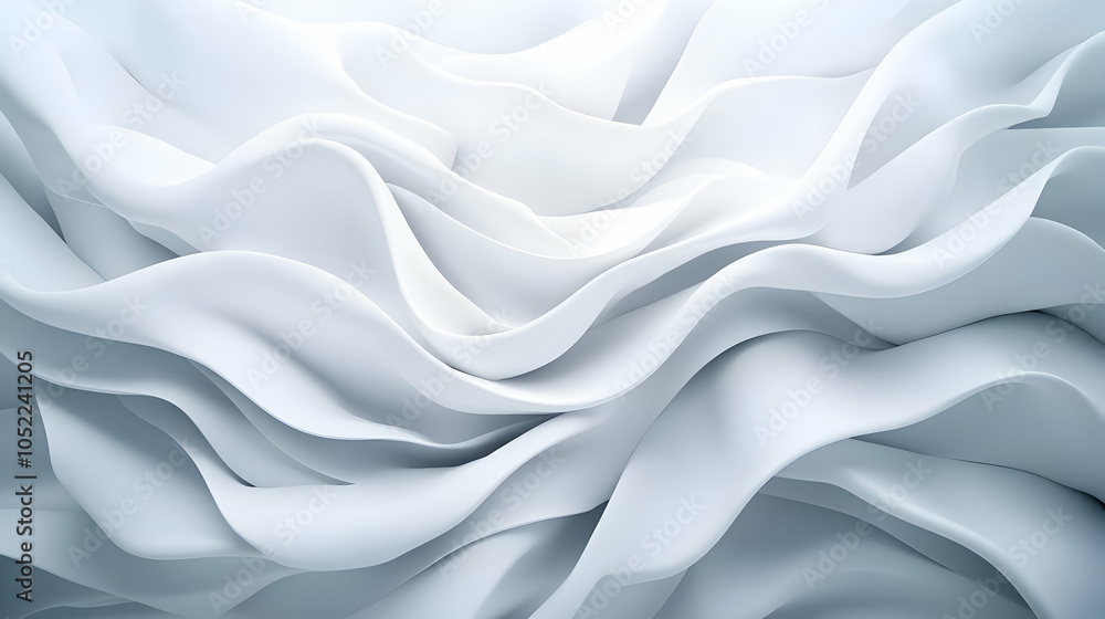 Poster abstract flowing waves of white fabric create a serene and calming atmosphere, perfect for backgroun