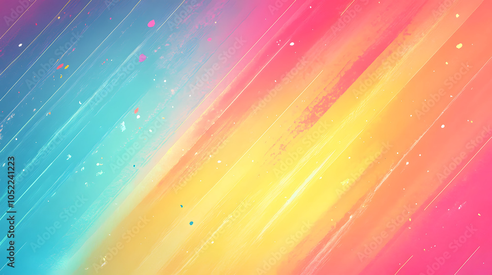 Poster a colorful background with a rainbow stripe and a few dots