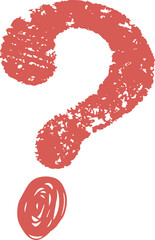 Hand-drawn crayon doodle of a question mark