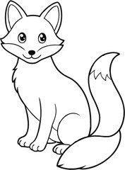 Obraz premium Cute Fox Cartoon Character Outline Drawing