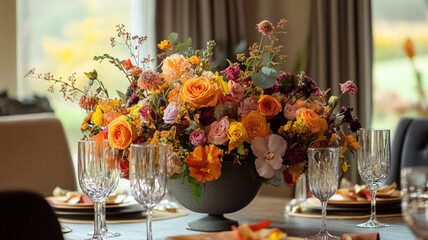 Beautiful autumn flowers bouquet, autumnal botanical home decor and floral arrangement, English countryside style and florist design for floral shop, flower arranging workshop or classes idea