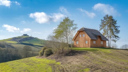 Obraz premium A house with a roof that says the house .