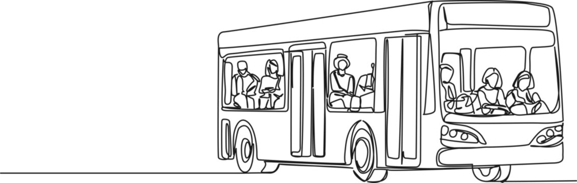 recommend clip art: continuous single line drawing of public bus, line art vector illustration