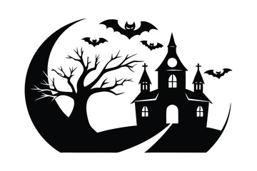  Halloween Bohol vector silhouette with white background 