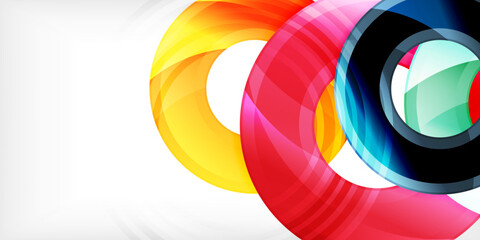 Obraz premium Bright colorful circles with light effects. Abstract background