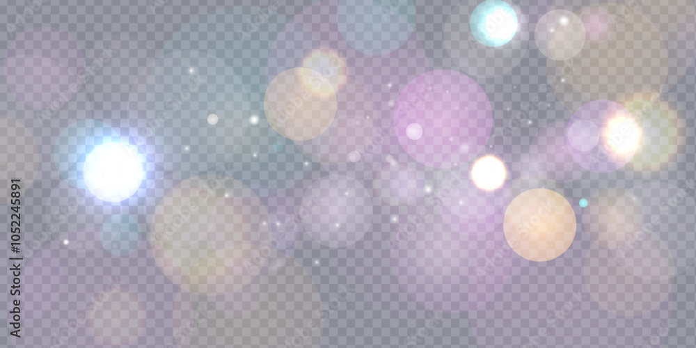 Poster sparkling glare light effects with colorful shimmer. beautiful lens flare effect with bokeh, glitter